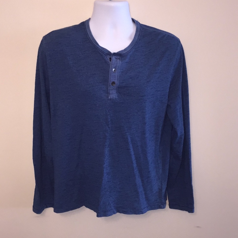 Gap men’s thermal blue long-sleeve w/quarter button size Large